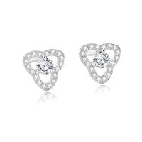 1 Paire Style De Fée Élégant Dame Trèfle Placage Incruster Argent Sterling Zircon Boucles D'Oreilles main image 6