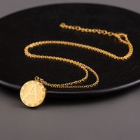304 Stainless Steel 18K Gold Plated Casual Modern Style Commute Polishing Carving Letter Pendant Necklace main image 3