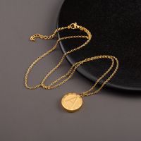 304 Stainless Steel 18K Gold Plated Casual Modern Style Commute Polishing Carving Letter Pendant Necklace main image 5