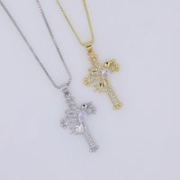 Copper 18K Gold Plated Modern Style Classic Style Cool Style Inlay Cross Bird Zircon Pendant Necklace main image 5
