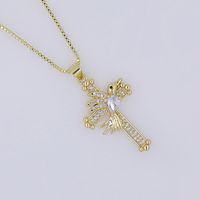 Copper 18K Gold Plated Modern Style Classic Style Cool Style Inlay Cross Bird Zircon Pendant Necklace main image 3