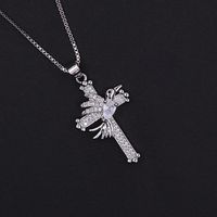 Copper 18K Gold Plated Modern Style Classic Style Cool Style Inlay Cross Bird Zircon Pendant Necklace main image 1