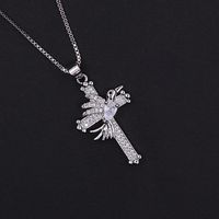 Copper 18K Gold Plated Modern Style Classic Style Cool Style Inlay Cross Bird Zircon Pendant Necklace main image 6