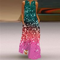 Femmes Robe Régulière Élégant Col En V Sans Manches Fleur Papillon Maxi Longue Robe Banquet Fête Date main image 10