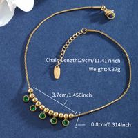 XUPING Sweet Simple Style Round Tassel 304 Stainless Steel Chain Inlay Artificial Gemstones 18K Gold Plated Raw Steel Women's Anklet sku image 2