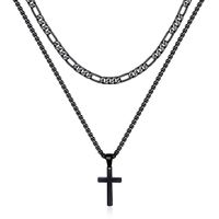 Wholesale Vintage Style Classic Style Cross 304 Stainless Steel Copper Plating 18K Gold Plated Layered Necklaces sku image 3