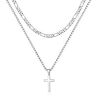 Wholesale Vintage Style Classic Style Cross 304 Stainless Steel Copper Plating 18K Gold Plated Layered Necklaces sku image 1
