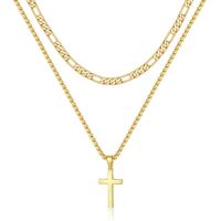 Wholesale Vintage Style Classic Style Cross 304 Stainless Steel Copper Plating 18K Gold Plated Layered Necklaces sku image 7