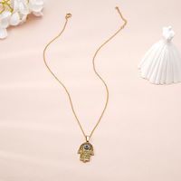 304 Stainless Steel 18K Gold Plated Casual MAMA Simple Style Letter Devil's Eye Hand Of Fatima Pendant Necklace main image 6
