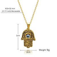 304 Stainless Steel 18K Gold Plated Casual MAMA Simple Style Letter Devil's Eye Hand Of Fatima Pendant Necklace main image 2