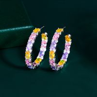 1 Pair Elegant Lady Sweet C Shape Plating Inlay Copper Zircon Earrings main image 5