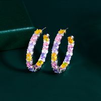 1 Pair Elegant Lady Sweet C Shape Plating Inlay Copper Zircon Earrings sku image 1
