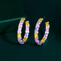 1 Pair Elegant Lady Sweet C Shape Plating Inlay Copper Zircon Earrings main image 7
