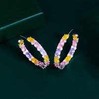 1 Pair Elegant Lady Sweet C Shape Plating Inlay Copper Zircon Earrings main image 8