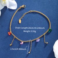 Fairy Style Vacation Modern Style Geometric Tassel 304 Stainless Steel Inlay Artificial Gemstones 18K Gold Plated Women's Anklet main image 2