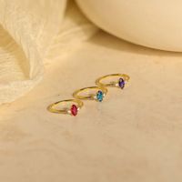 Glass Copper 18K Gold Plated Elegant Modern Style Classic Style Plating Inlay Geometric Birthstone Rings main image 5