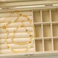 Kupfer 18 Karat Vergoldet IG-Stil Hawaiisch Moderner Stil Blätter Korn Armbänder Halskette main image 1