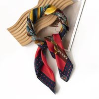 Women's French Style Leaves Polyester Printing Silk Scarves sku image 30