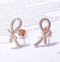 1 Paire Style Simple Style Classique Noeud D'Arc Incruster Le Cuivre Strass Boucles D'Oreilles main image 3