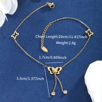 XUPING Sweet Simple Style Tassel Butterfly 304 Stainless Steel Tassel Hollow Out Inlay Artificial Gemstones 18K Gold Plated Women's Anklet sku image 2