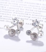 1 Pair Simple Style Classic Style Flower Inlay Copper Rhinestones Ear Studs main image 1