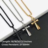 304 Stainless Steel 14K Gold Plated Casual Vintage Style Cross Pendant Necklace main image 2