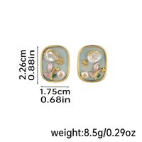 1 Pair IG Style Fairy Style Modern Style Flower Enamel Inlay Copper Rhinestones Pearl Ceramics 18K Gold Plated Ear Studs sku image 6