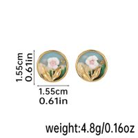1 Pair IG Style Fairy Style Modern Style Flower Enamel Inlay Copper Rhinestones Pearl Ceramics 18K Gold Plated Ear Studs sku image 1