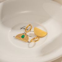 1 Pair Vintage Style Classic Style Water Droplets Inlay 304 Stainless Steel Malay Jade 18K Gold Plated Drop Earrings main image 5