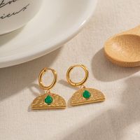 1 Pair Vintage Style Classic Style Water Droplets Inlay 304 Stainless Steel Malay Jade 18K Gold Plated Drop Earrings main image 3