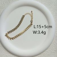 Copper 18K Gold Plated IG Style Hawaiian Modern Style Leaves Grain Bracelets Necklace sku image 1