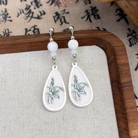 1 Pair Chinoiserie Simple Style Color Block Arylic Drop Earrings main image 1