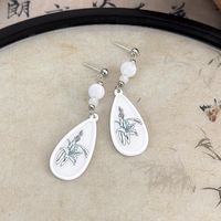 1 Pair Chinoiserie Simple Style Color Block Arylic Drop Earrings main image 7