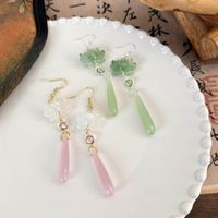 1 Pair Simple Style Classic Style Color Block Inlay Resin Opal Drop Earrings main image 5