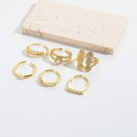 Copper 14K Gold Plated Vintage Style Simple Style Commute Inlay Geometric Zircon Open Rings main image 3