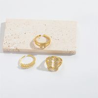 Copper 14K Gold Plated Vintage Style Simple Style Commute Inlay Geometric Zircon Open Rings main image 4