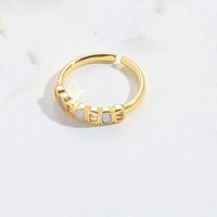 Copper 14K Gold Plated Vintage Style Simple Style Commute Inlay Geometric Zircon Open Rings sku image 5