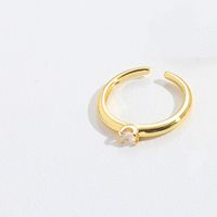 Copper 14K Gold Plated Vintage Style Simple Style Commute Inlay Geometric Zircon Open Rings sku image 1
