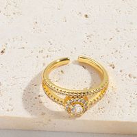 Copper 14K Gold Plated Vintage Style Simple Style Commute Inlay Geometric Zircon Open Rings sku image 4