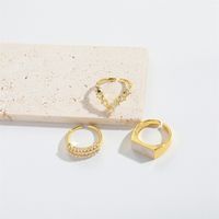 Copper Gold Plated Vintage Style Simple Style Plating Inlay Solid Color Zircon Open Rings main image 7