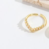 Copper Gold Plated Vintage Style Simple Style Plating Inlay Solid Color Zircon Open Rings main image 1