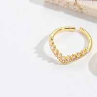 Copper Gold Plated Vintage Style Simple Style Plating Inlay Solid Color Zircon Open Rings main image 9