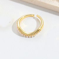 Copper Gold Plated Vintage Style Simple Style Plating Inlay Solid Color Zircon Open Rings sku image 3
