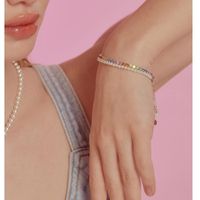 Großhandel IG-Stil Y2K Moderner Stil Geometrisch Kupfer Perlen Inlay 18 Karat Vergoldet Zirkon Armbänder main image 5