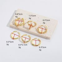 Copper Gold Plated Vintage Style Simple Style Plating Inlay Cross Zircon Open Rings main image 4