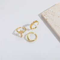 Copper Gold Plated Vintage Style Simple Style Plating Inlay Cross Zircon Open Rings main image 3
