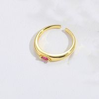 Copper Gold Plated Vintage Style Simple Style Plating Inlay Cross Zircon Open Rings sku image 1