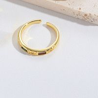 Copper Gold Plated Vintage Style Simple Style Plating Inlay Cross Zircon Open Rings sku image 2