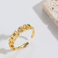 Copper Gold Plated Vintage Style Simple Style Plating Inlay Cross Zircon Open Rings sku image 4