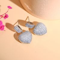 1 Par Elegante Señora Estilo Moderno Forma De Corazón Embutido Cobre Circón Pendientes De Gota main image 8